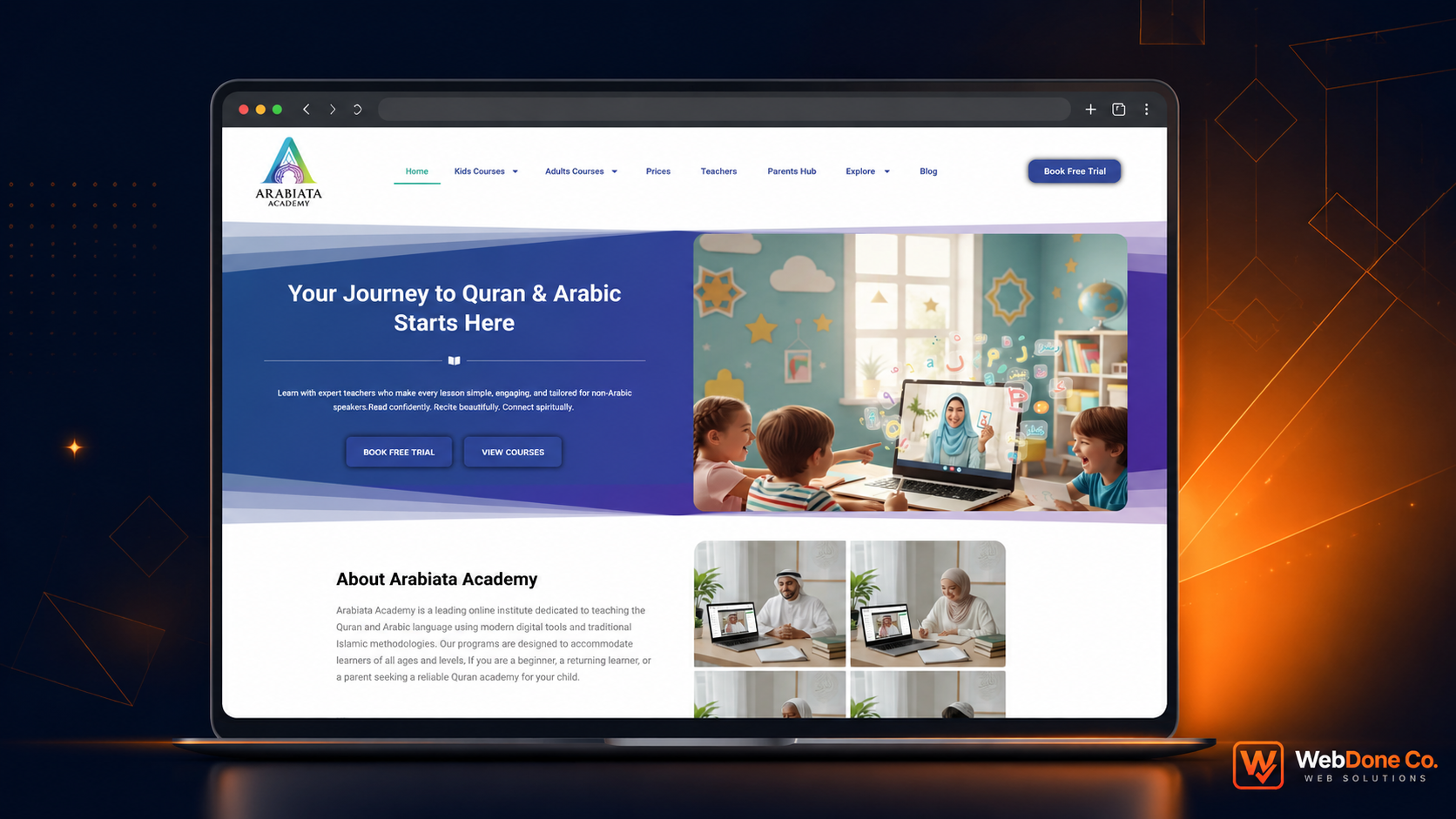 Arabiata Academy education platform website preview