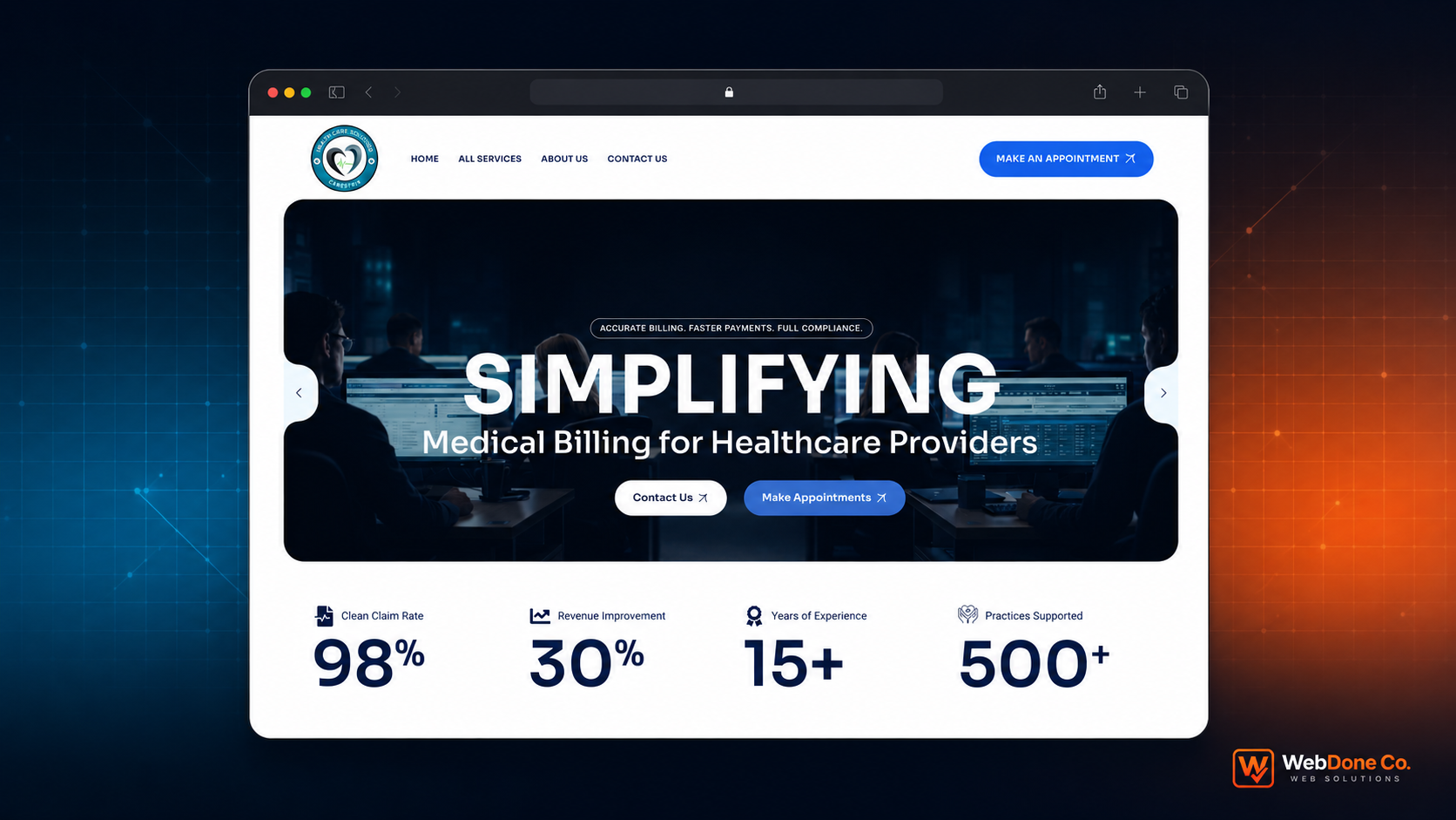 Carestrix medical billing website preview