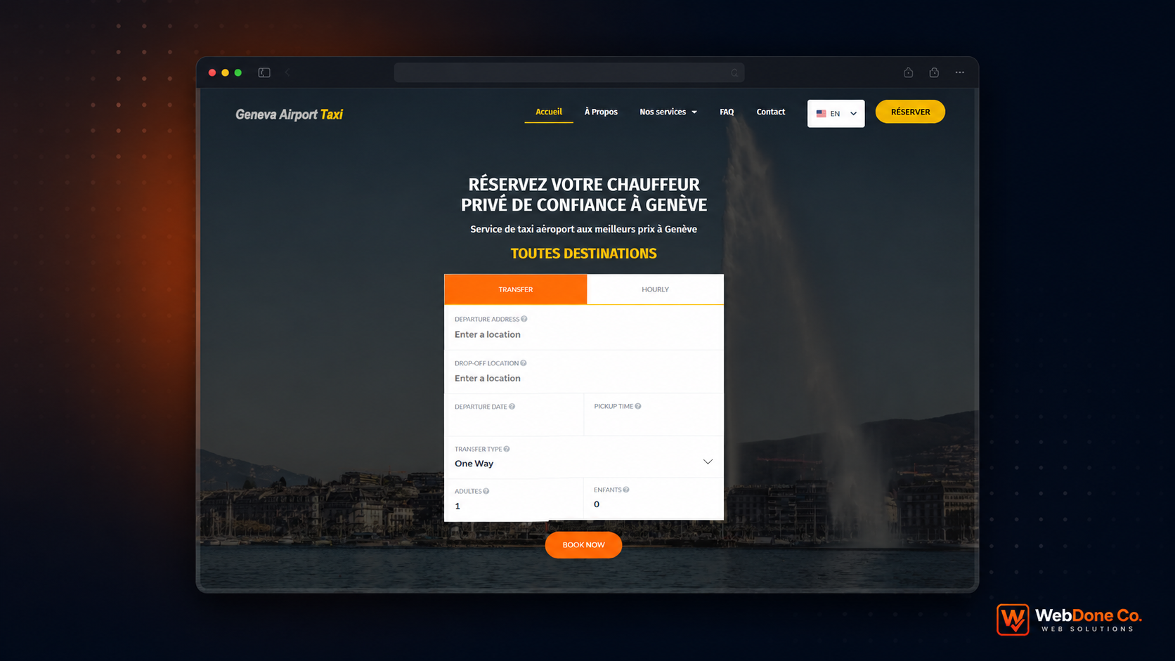 Geneva Airport Taxi booking website preview
